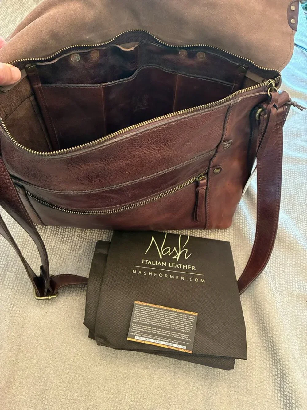 Patrica Nash, Nash for Men, Messenger Bag with tags, Italian Leather (reg $278)